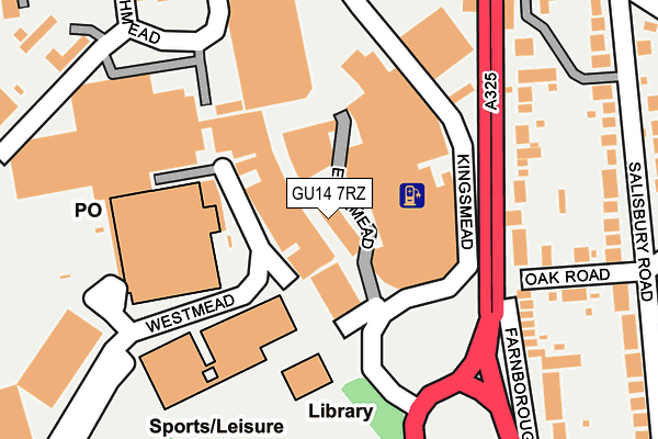 GU14 7RZ map - OS OpenMap – Local (Ordnance Survey)