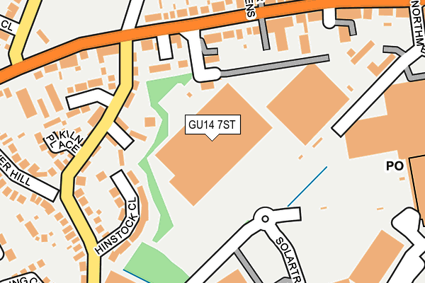 GU14 7ST map - OS OpenMap – Local (Ordnance Survey)