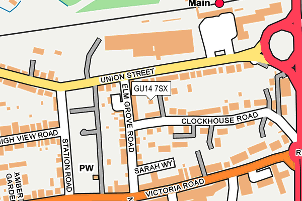 GU14 7SX map - OS OpenMap – Local (Ordnance Survey)