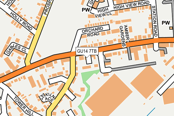 GU14 7TB map - OS OpenMap – Local (Ordnance Survey)