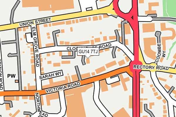 GU14 7TJ map - OS OpenMap – Local (Ordnance Survey)