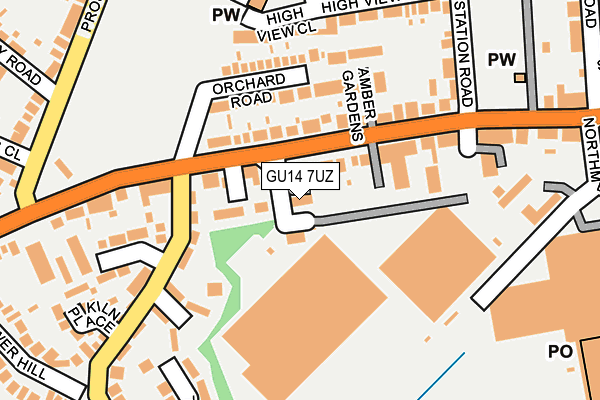 GU14 7UZ map - OS OpenMap – Local (Ordnance Survey)