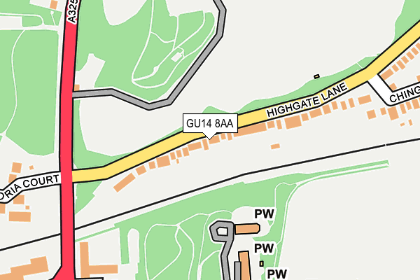 GU14 8AA map - OS OpenMap – Local (Ordnance Survey)