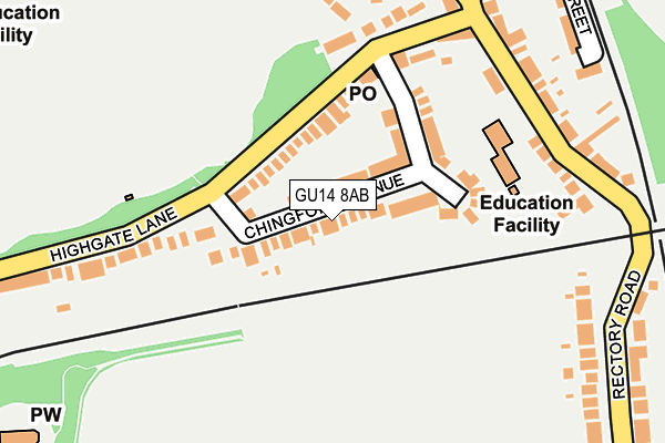 GU14 8AB map - OS OpenMap – Local (Ordnance Survey)