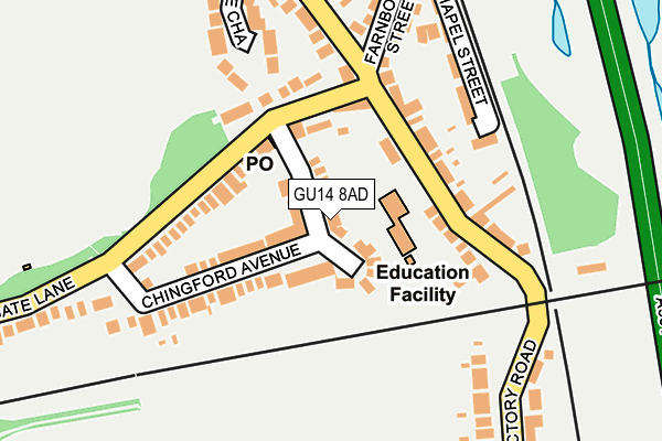 GU14 8AD map - OS OpenMap – Local (Ordnance Survey)