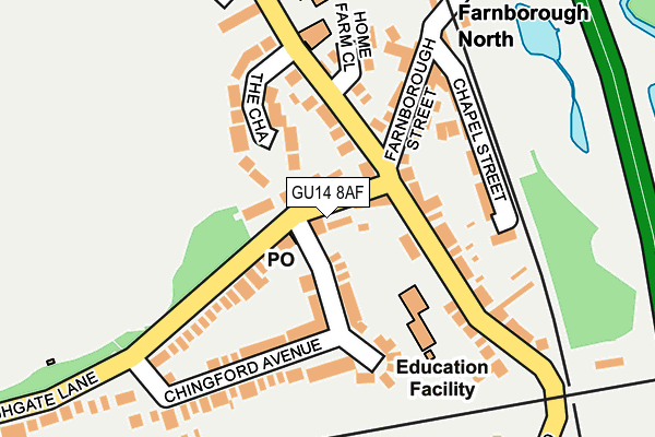 GU14 8AF map - OS OpenMap – Local (Ordnance Survey)