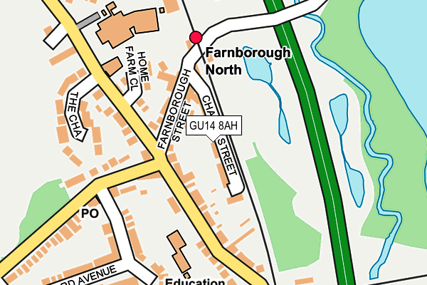 GU14 8AH map - OS OpenMap – Local (Ordnance Survey)