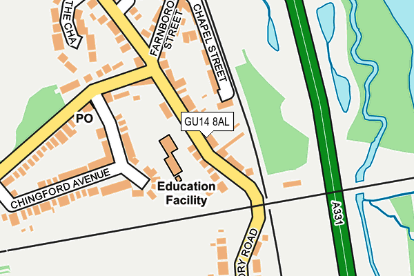 GU14 8AL map - OS OpenMap – Local (Ordnance Survey)