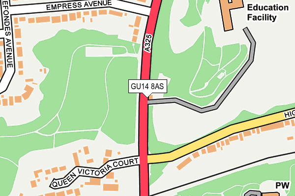 GU14 8AS map - OS OpenMap – Local (Ordnance Survey)