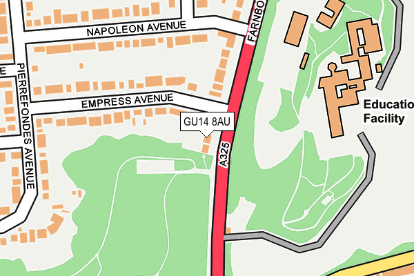 GU14 8AU map - OS OpenMap – Local (Ordnance Survey)
