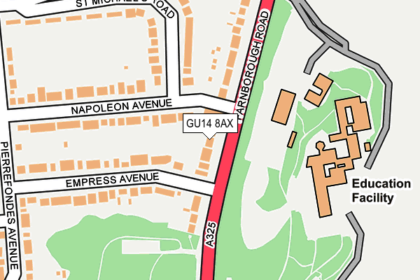 GU14 8AX map - OS OpenMap – Local (Ordnance Survey)