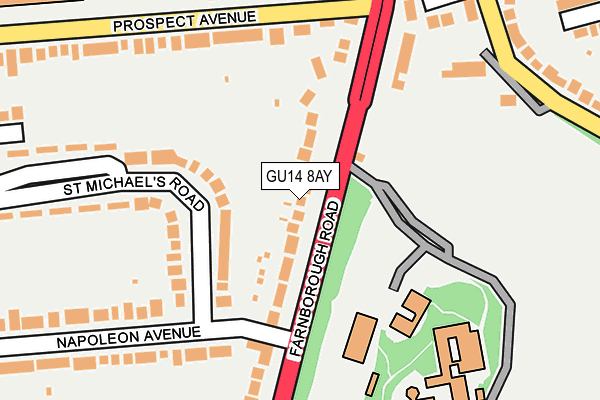 GU14 8AY map - OS OpenMap – Local (Ordnance Survey)