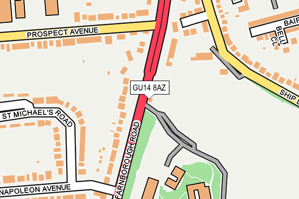 GU14 8AZ map - OS OpenMap – Local (Ordnance Survey)