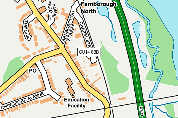 GU14 8BB map - OS OpenMap – Local (Ordnance Survey)