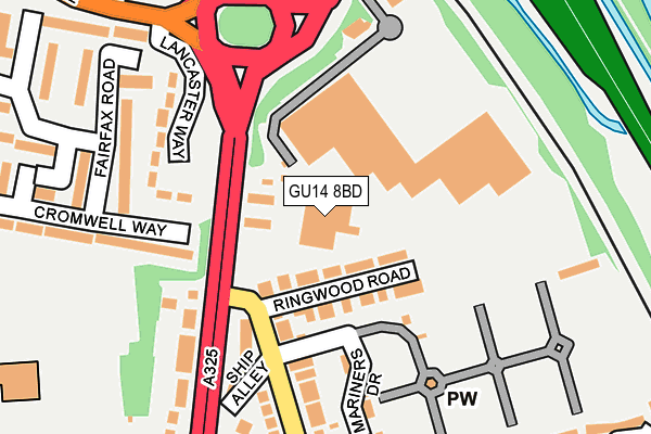 GU14 8BD map - OS OpenMap – Local (Ordnance Survey)