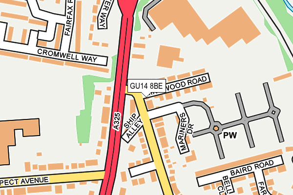 GU14 8BE map - OS OpenMap – Local (Ordnance Survey)