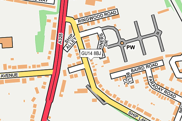 GU14 8BJ map - OS OpenMap – Local (Ordnance Survey)