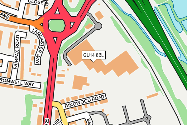 GU14 8BL map - OS OpenMap – Local (Ordnance Survey)