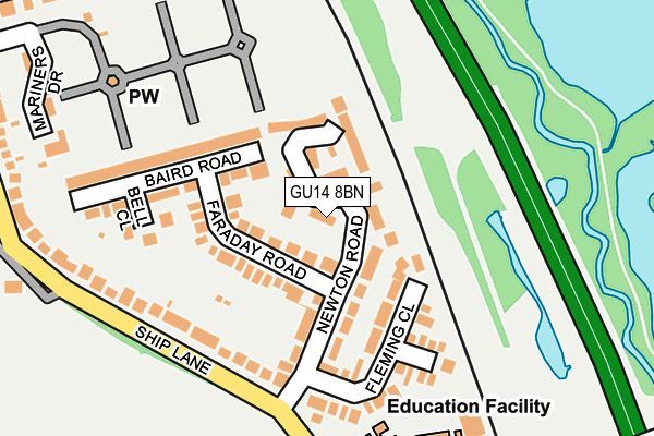 GU14 8BN map - OS OpenMap – Local (Ordnance Survey)