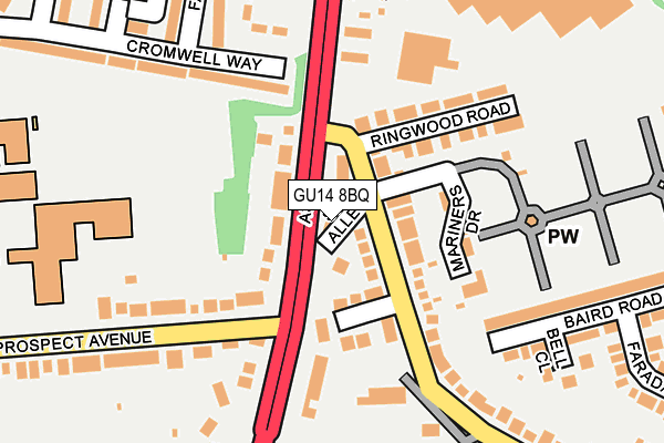 GU14 8BQ map - OS OpenMap – Local (Ordnance Survey)