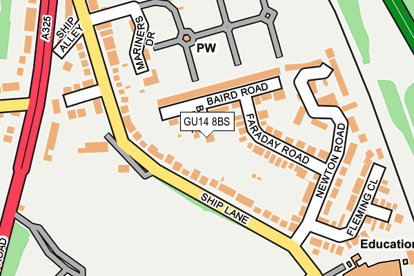 GU14 8BS map - OS OpenMap – Local (Ordnance Survey)