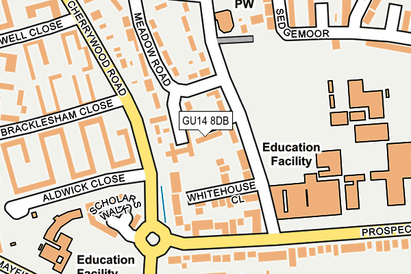 GU14 8DB map - OS OpenMap – Local (Ordnance Survey)