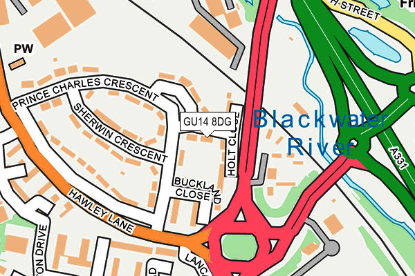 GU14 8DG map - OS OpenMap – Local (Ordnance Survey)