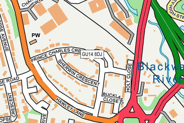 GU14 8DJ map - OS OpenMap – Local (Ordnance Survey)