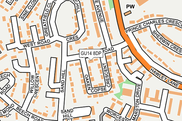 GU14 8DP map - OS OpenMap – Local (Ordnance Survey)