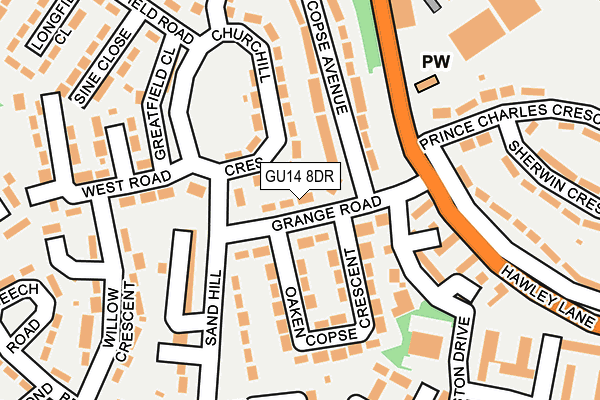 GU14 8DR map - OS OpenMap – Local (Ordnance Survey)