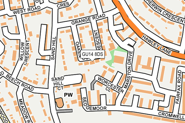 GU14 8DS map - OS OpenMap – Local (Ordnance Survey)