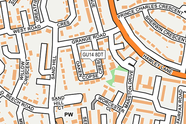 GU14 8DT map - OS OpenMap – Local (Ordnance Survey)