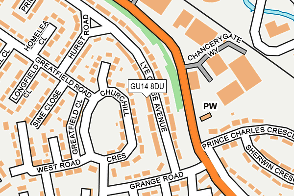 GU14 8DU map - OS OpenMap – Local (Ordnance Survey)