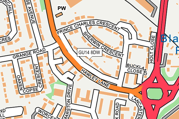 GU14 8DW map - OS OpenMap – Local (Ordnance Survey)