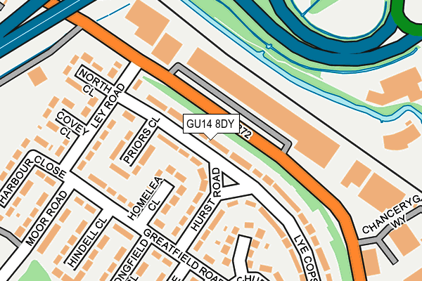 GU14 8DY map - OS OpenMap – Local (Ordnance Survey)