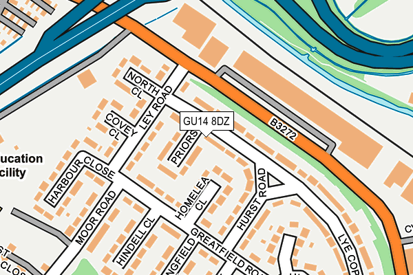 GU14 8DZ map - OS OpenMap – Local (Ordnance Survey)