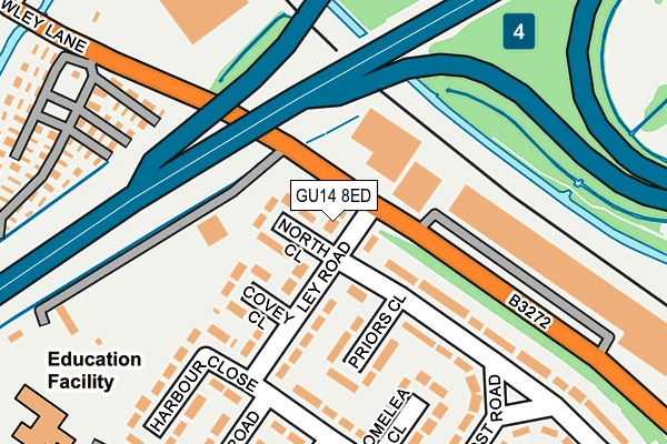 GU14 8ED map - OS OpenMap – Local (Ordnance Survey)