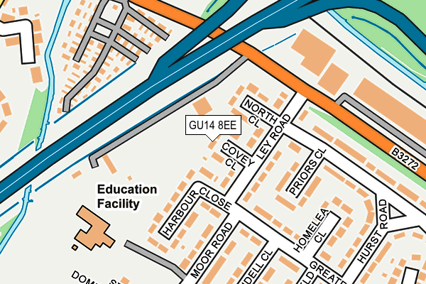 GU14 8EE map - OS OpenMap – Local (Ordnance Survey)