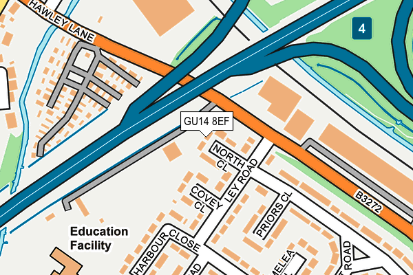 GU14 8EF map - OS OpenMap – Local (Ordnance Survey)
