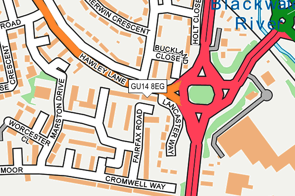 GU14 8EG map - OS OpenMap – Local (Ordnance Survey)