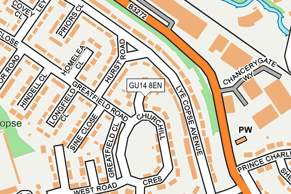 GU14 8EN map - OS OpenMap – Local (Ordnance Survey)