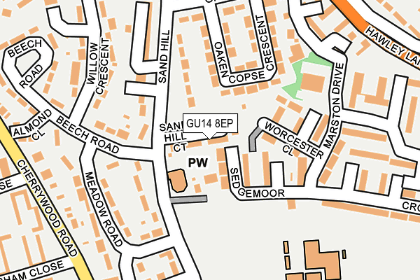 GU14 8EP map - OS OpenMap – Local (Ordnance Survey)