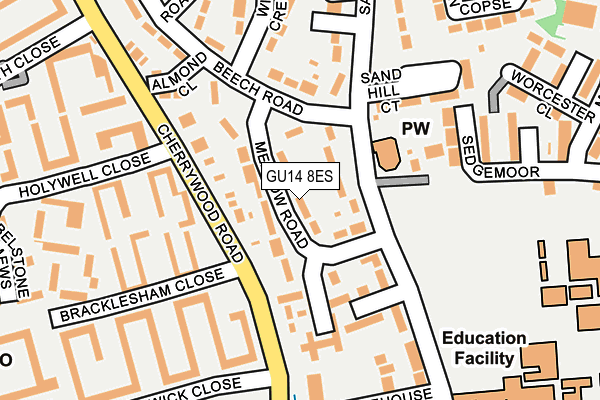 GU14 8ES map - OS OpenMap – Local (Ordnance Survey)