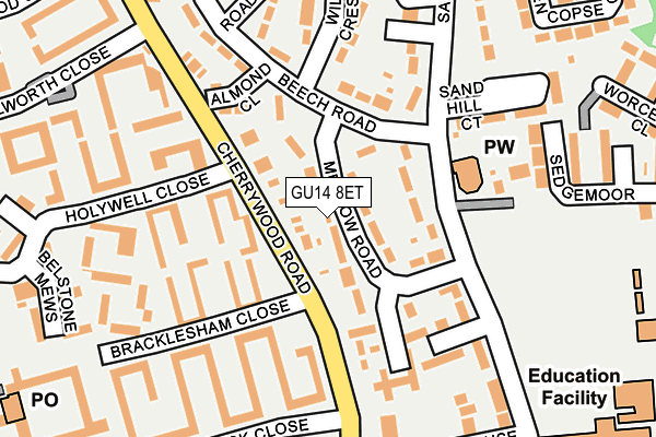 GU14 8ET map - OS OpenMap – Local (Ordnance Survey)