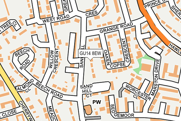 GU14 8EW map - OS OpenMap – Local (Ordnance Survey)