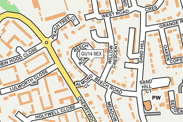 GU14 8EX map - OS OpenMap – Local (Ordnance Survey)