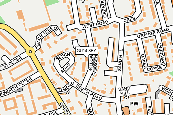 GU14 8EY map - OS OpenMap – Local (Ordnance Survey)