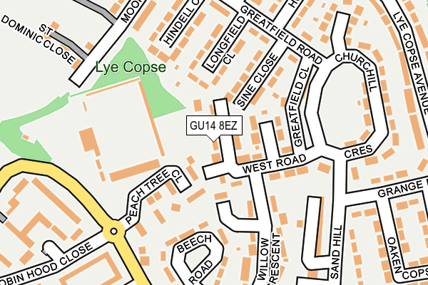 GU14 8EZ map - OS OpenMap – Local (Ordnance Survey)