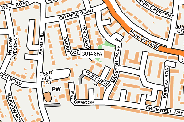 GU14 8FA map - OS OpenMap – Local (Ordnance Survey)