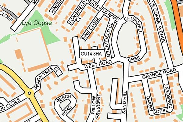 GU14 8HA map - OS OpenMap – Local (Ordnance Survey)
